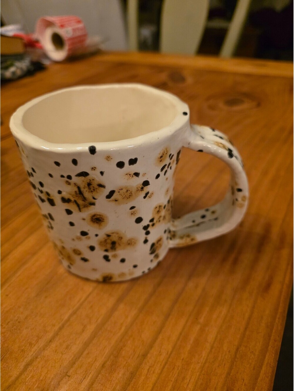 Handcrafted Ceramic Mug with Unique Brown and Black Speckled Design
